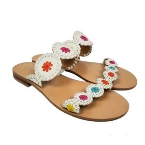 Jack Rogers Women's Lauren Leather Sandals Slides White Size 6